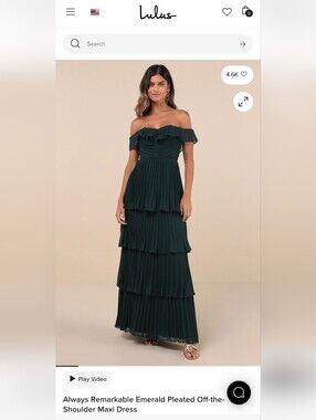 Lulus Always Remarkable Emerald Pleated Off-the-Shoulder Maxi Dress Size 1X